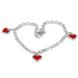 SDA010 Kinderschmuck Armband mit roten Lack Herzen